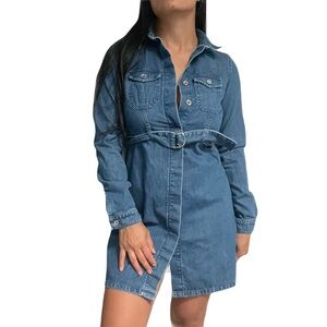 Missguided Denim Shirt Dress with Belt, size 4